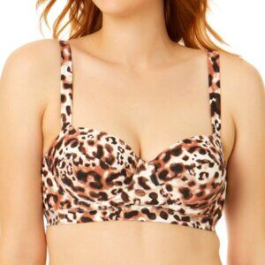 Time and Tru 3X Cheetah Leopard Print Bralette bra swim bikini top w Gol…